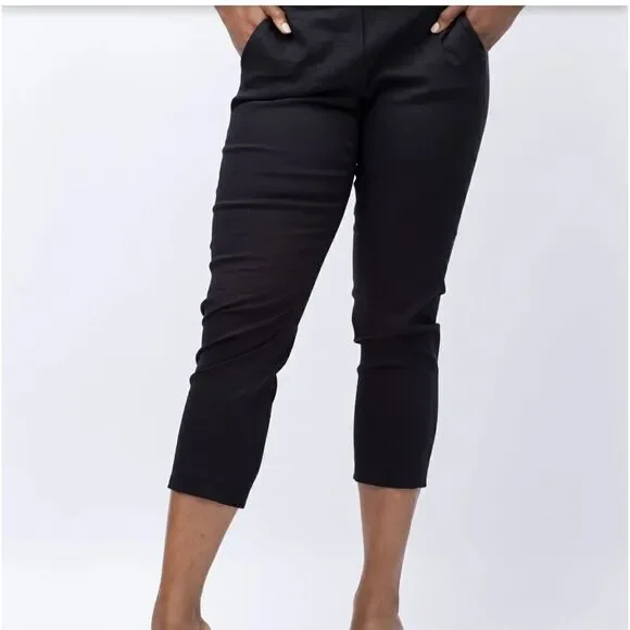 Theory Pull-On Pant in Admiral Crepe in black, Size 10 $325